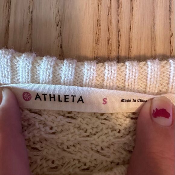 Athleta Honeycomb Texture Merino Blend Tunic Sweater in Ivory - Size S - Picture 2 of 8